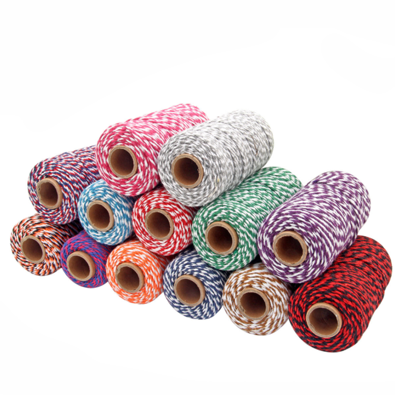 Wholesale high quality double color twistied 2mm Twisted Cotton Rope macrame cord