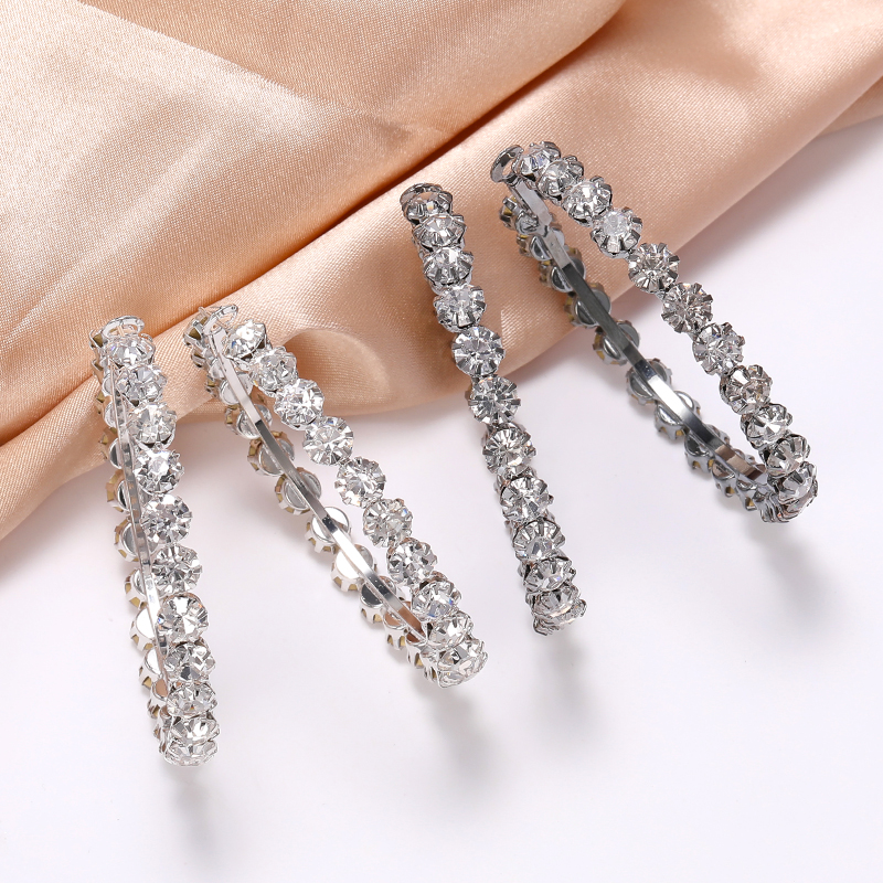 HOVANCI Fashion Geometric Big Round Rhinestones Hoop Earrings 7 Delicate Rhinestone Statement Big Hoop Earrings