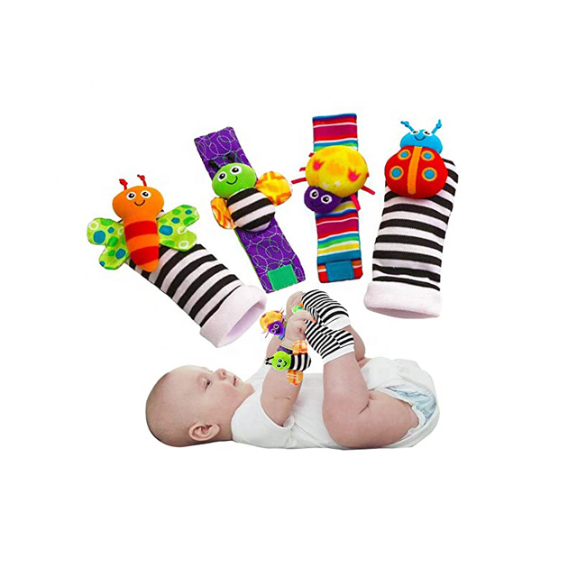 Baby Socks insect Infant Baby Rattles Stuffed Toys Animal Socks Wrist Strap Socks Set
