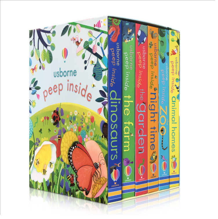 6 томов Usborne Peep Inside English Educational 3D откидные книги для рисования, детская книга для чтения