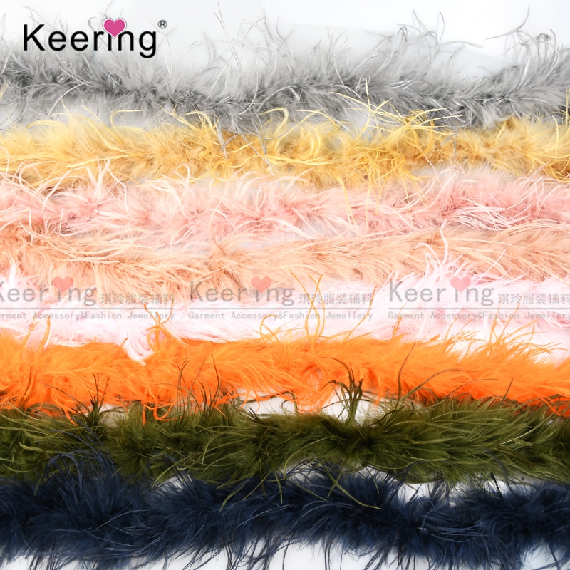 Feather Trimming Wholesale Feather Decoration Natural Hackle Fringe Feather Trims For Clothing WFT-025