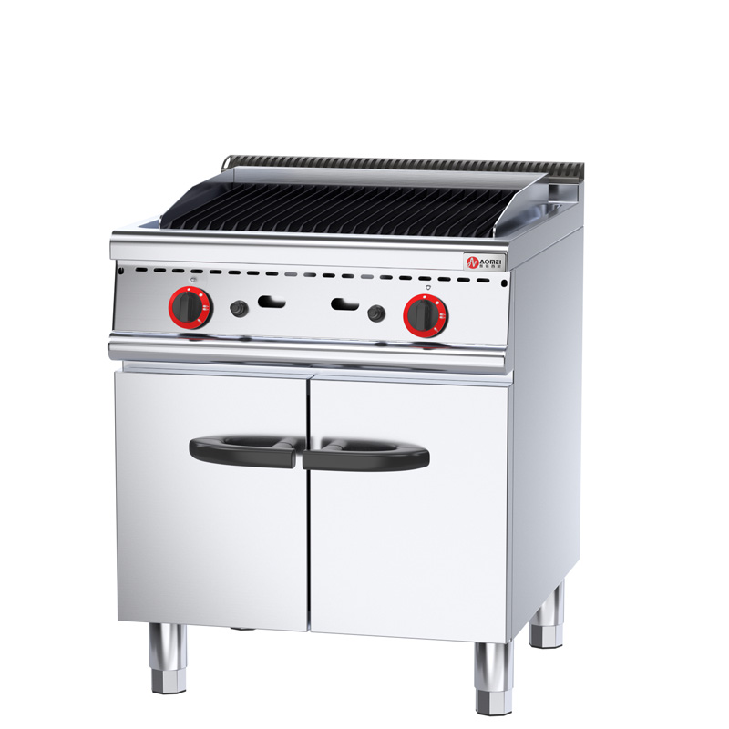 Hot Sale Stainless Steel Grill Commercial Restaurant Gas Standing Lava Grill With Cabinet