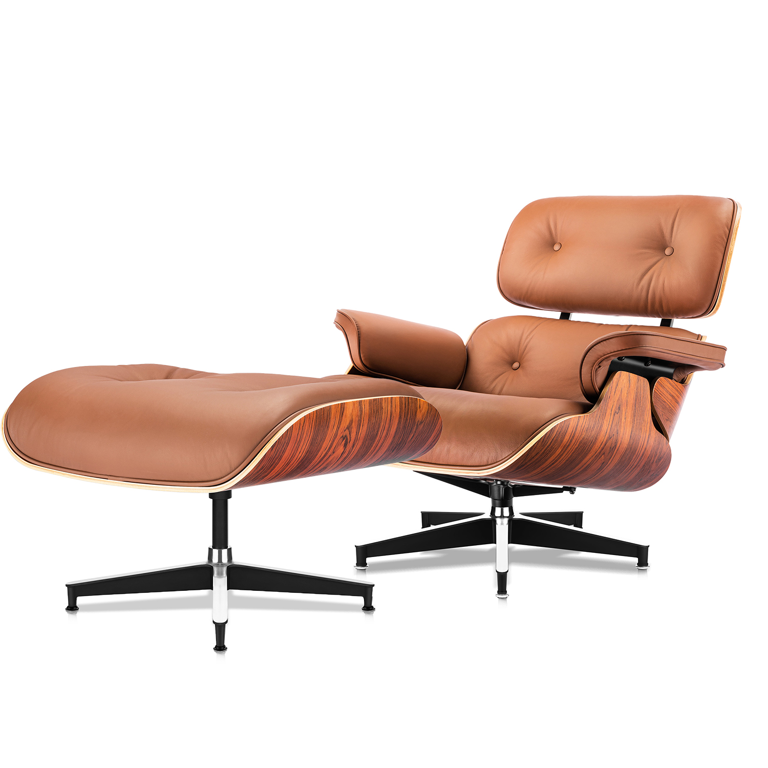 Overseas warehouse stock OEM living room chaise sofa genuine leather furniture Charles lounge chair and ottoman