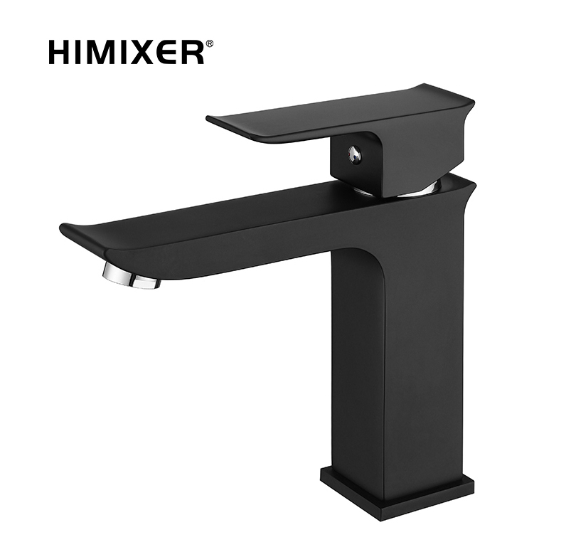 Himixer China high quality trending products bathroom single hole matte black basin sinks faucets