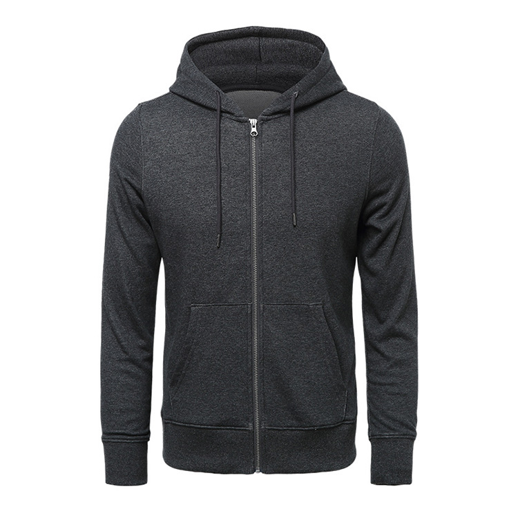 100% organic cotton hoodies thick plain hoodie jogging running gym fitness sports zip up long sleeve heavyweight hoodie black