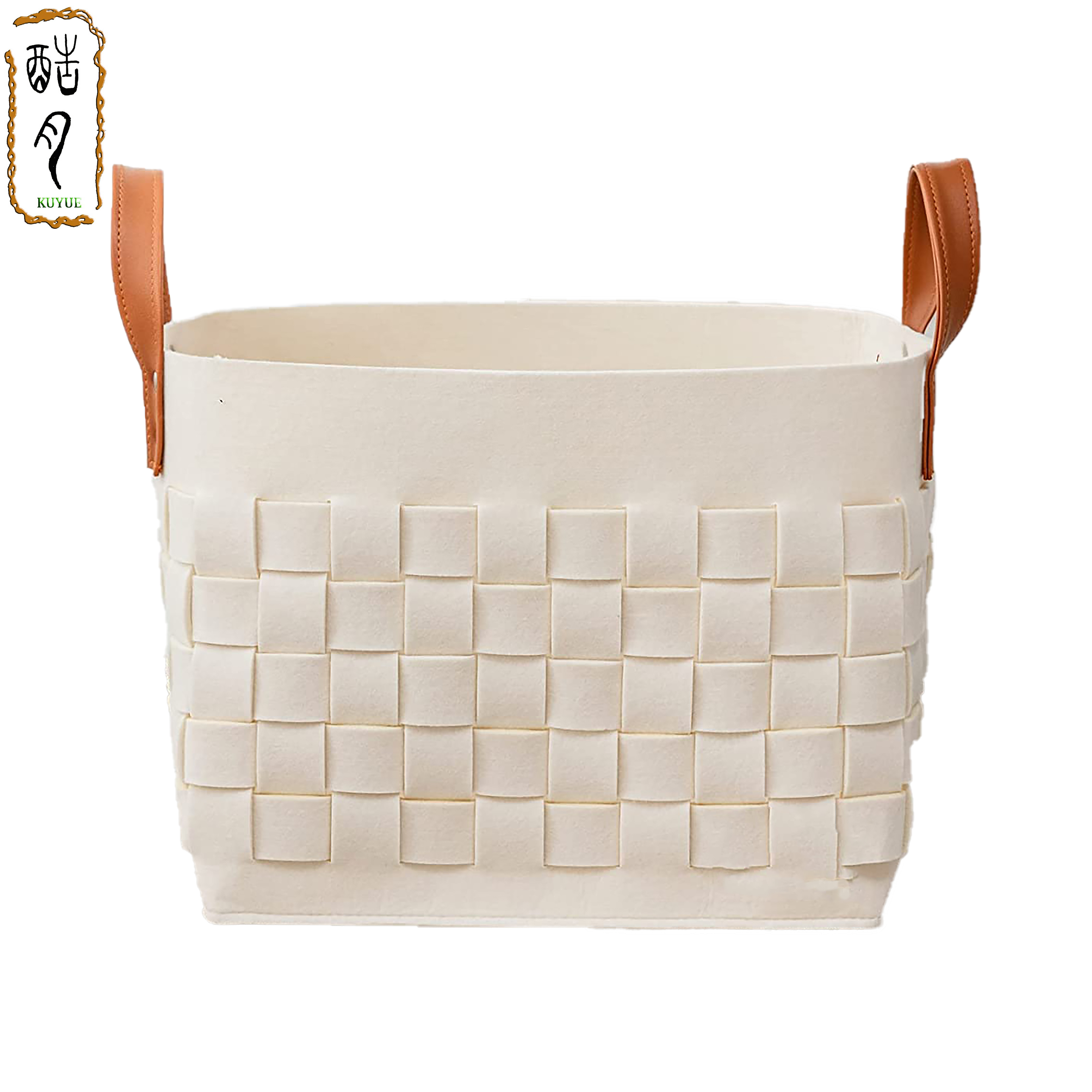 KUYUE Blanket Basket, Large Woven Felt Laundry Baskets Storage Boxes & Bins Foldable CLASSIC Modern Rectangle Foldable Cabinet