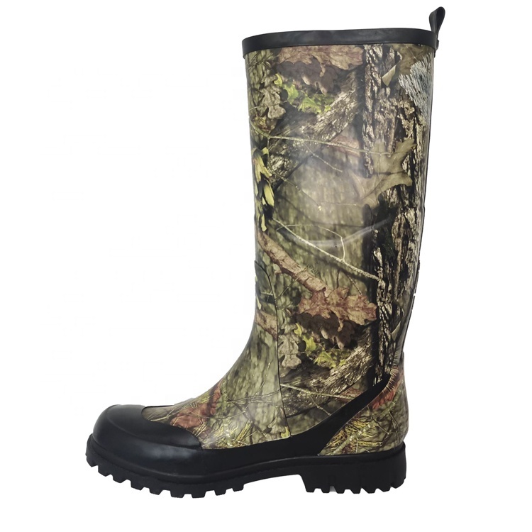 2021 Men's 16inch Waterproof Camo Fishing Hunting Neoprene Rubber Knee Boots with Fur Lining in Winter