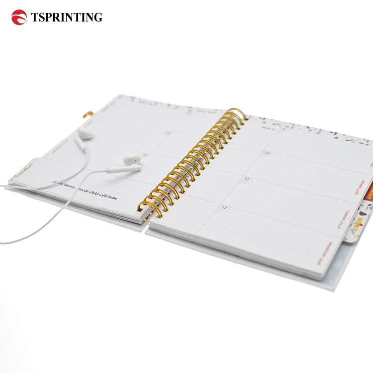 Free Sample Printing Book Hardcover Color Workbook Printing Custom With Elastic Band Tabs Spiral Binding Notebook Printing