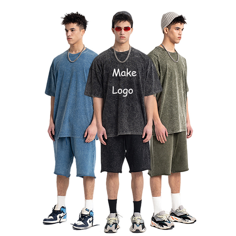 OEM Custom 280G washed vintage blank tshirt plain cotton vintage oversized t shirts personalized custom loose vintage t-shirt