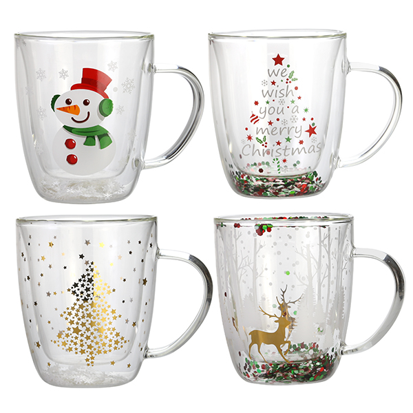 Espresso latte cappuccino thermo glassware coffee double wall glass cups pyrex for Christmas coffe cup glass