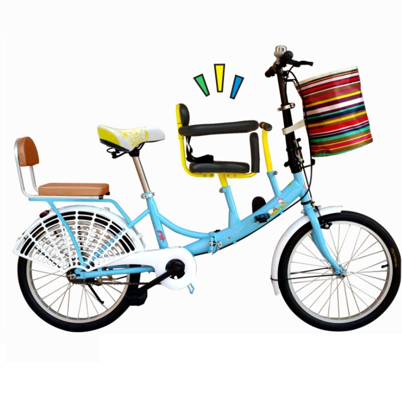 LUCHEN factory new model 1x6 speed folding bicycle for mother and baby bike two seat two seat tandem bikes