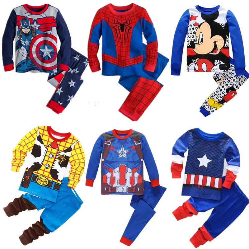 Новый дизайнерский пижамный комплект с супергероями, капитаном, Детская Хлопковая одежда для сна для маленьких мальчиков, детская одежда, костюм для косплея 2-7 лет