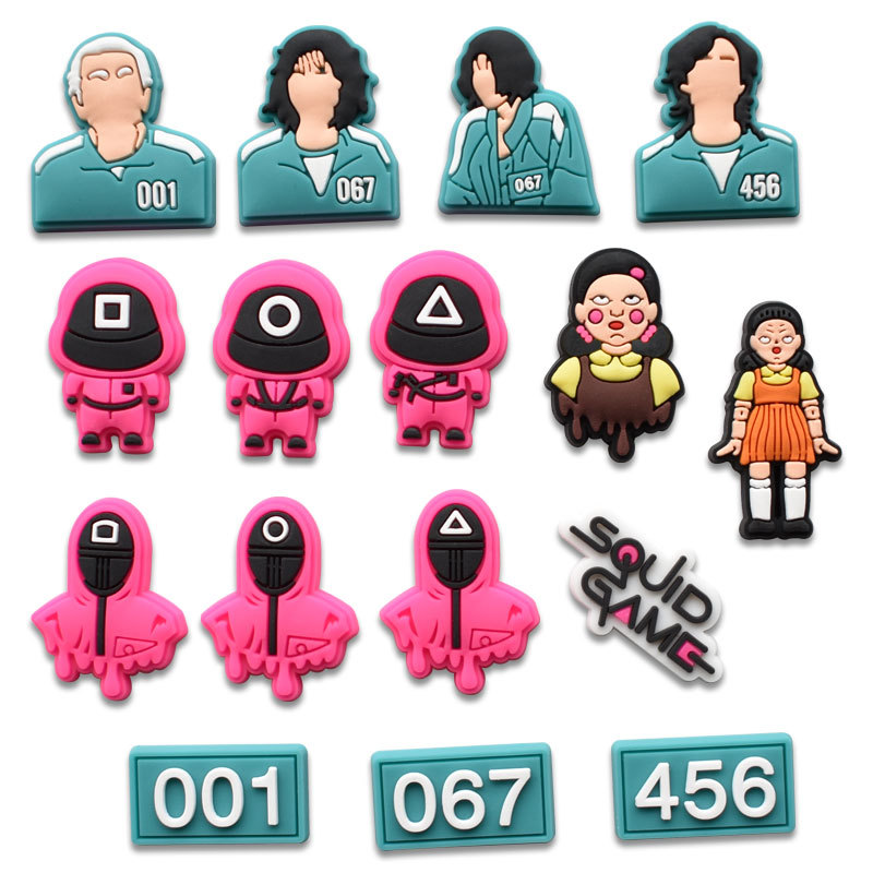 2021High quality new design Popular Korean TV series The squid game shoe charms Clog Soft PVC Custom croc charms
