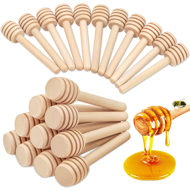 Custom Logo Honey Dipper Sticks Wooden Honey Dipper Mini Honeycomb Wand Stick for Honey Jar