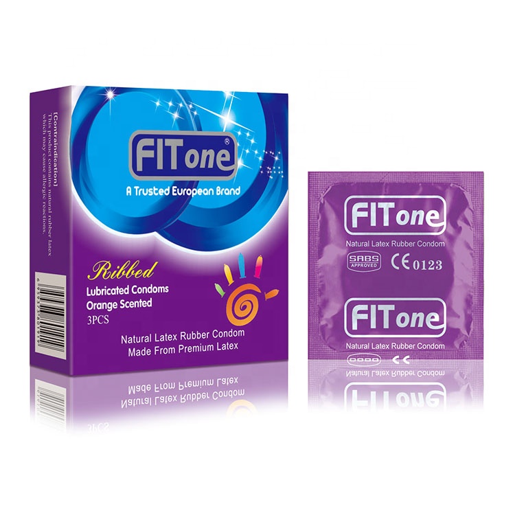 Латексные мужские презервативы Fitone, ребристые презервативы с оранжевым ароматом
