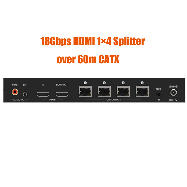 1x4 HDMI 2,0 разветвитель 4K 60HZ 4:4:4 3D 1 в 4 out Share Screen over cat6 18G HDR EDID HDMI loop out