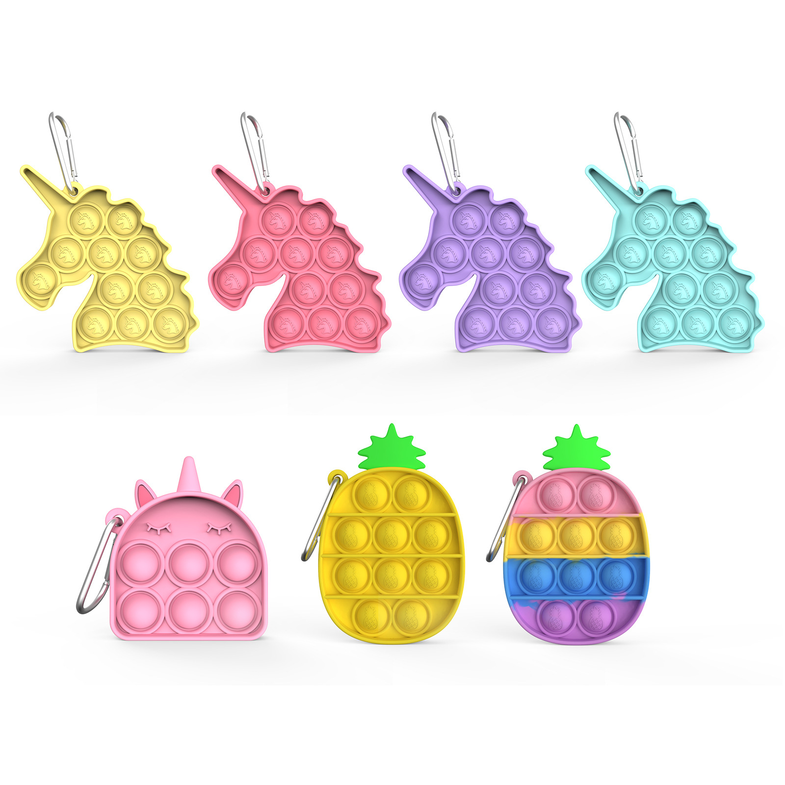 Educational decompression toys silicone key chain unicorn shape exterminator pioneer keychain