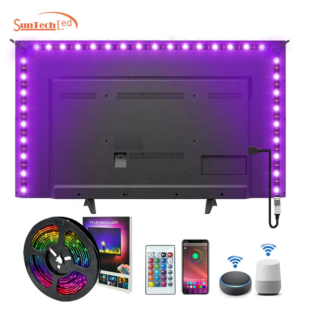 Amazon горячая Распродажа Адресуемых led stripWaterpoof 44 клавиши Rgb Smd 5050 управление приложением Smart Bluetooth TV Светодиодная лента