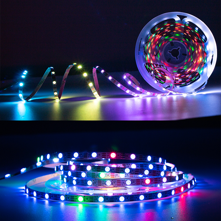 addressable magic color rgb luces led 3mm 4mm 5mm width pcb SMD3535 rgbic led strip with music sync