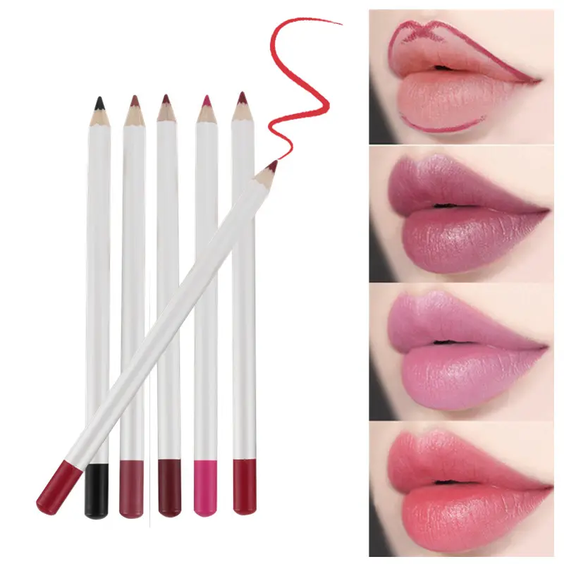 Wholesale White Lip Liner Organic Waterproof Lip Liner Pencil Wood Private Label High Pigment With Low MOQ