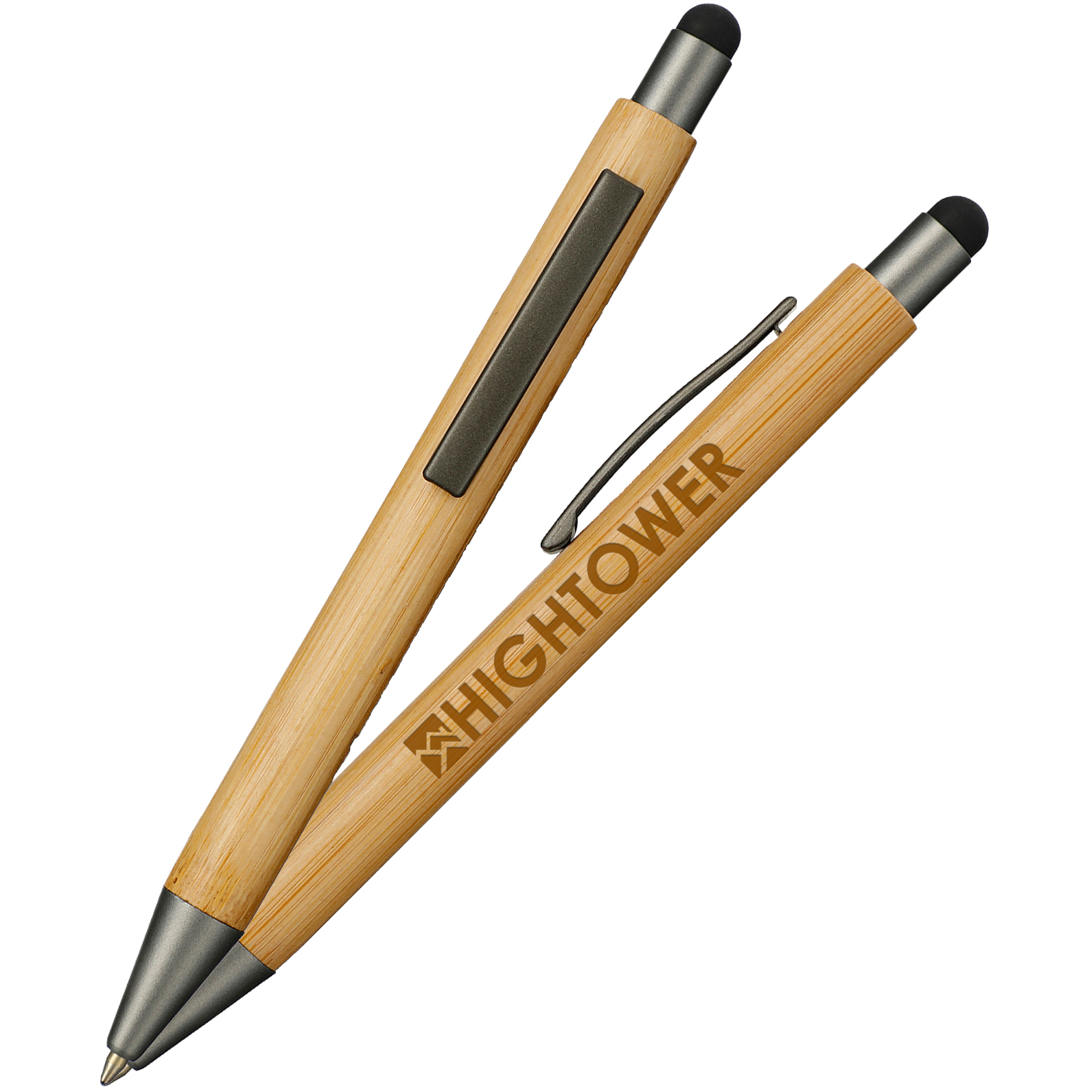 custom engraved logo Bamboo wood ballpoint pens with stylus