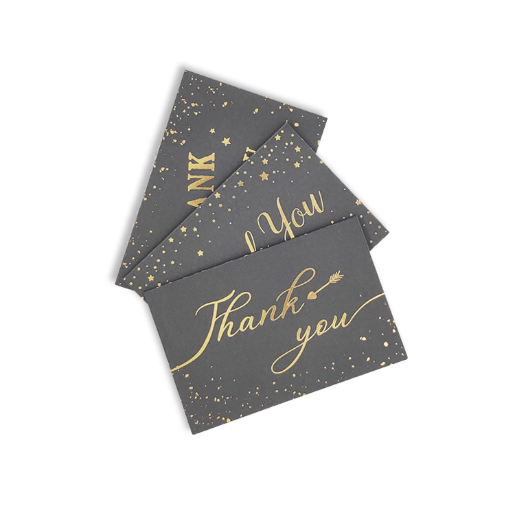Greeting card set printing PVC cover with envelope gold sliver foil thank you custom cards