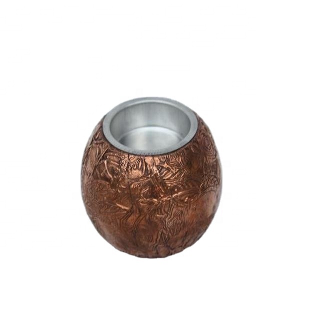Embossed floral patterns Copper T light holder available in other sizes