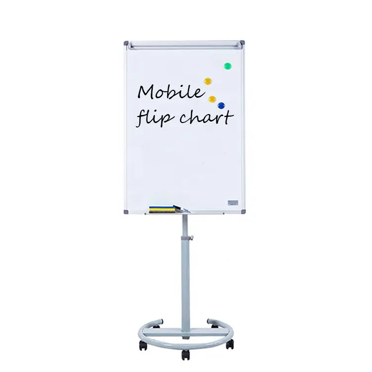 School teaching movable magnetic whiteboard flipchart easel office meeting adjustable height mobile flip chart stand with wheels