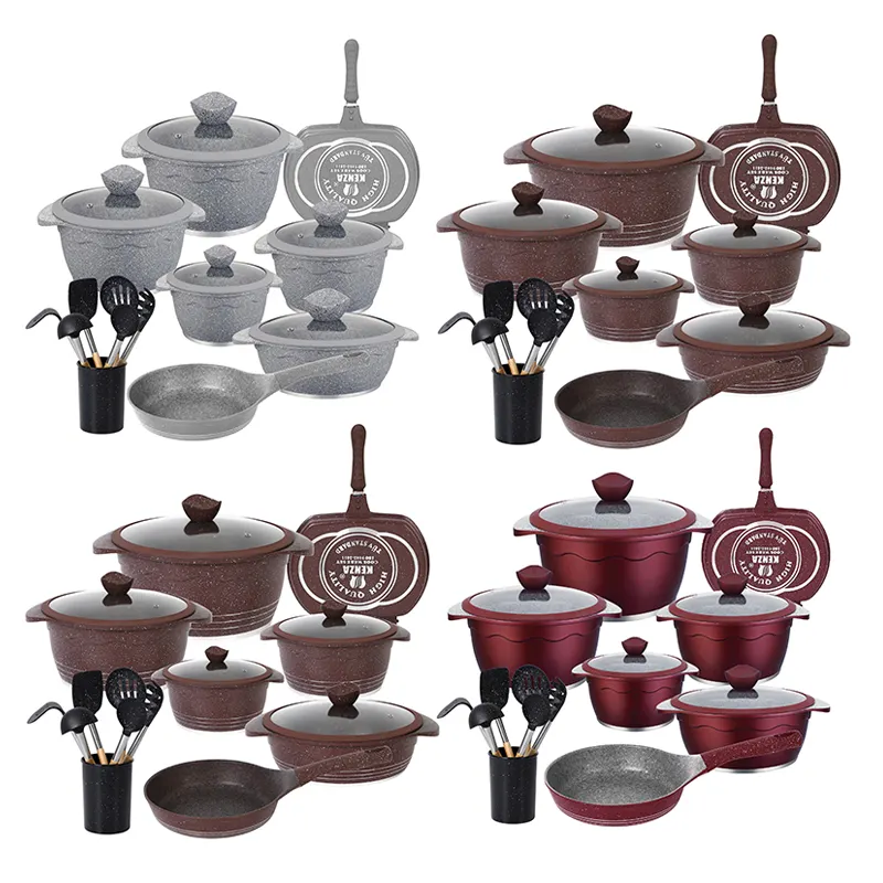 high quality cookware wholesale  pots and pans sets set home cooking pot with double grill pan non stick cookware sets