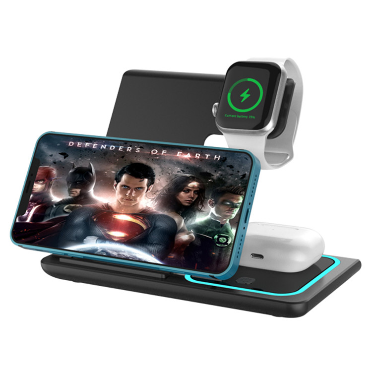 15w Magnetic Wireless Charging 3 In 1 Portable Wireless Cell Phone Charger Station For Apple Watch headset