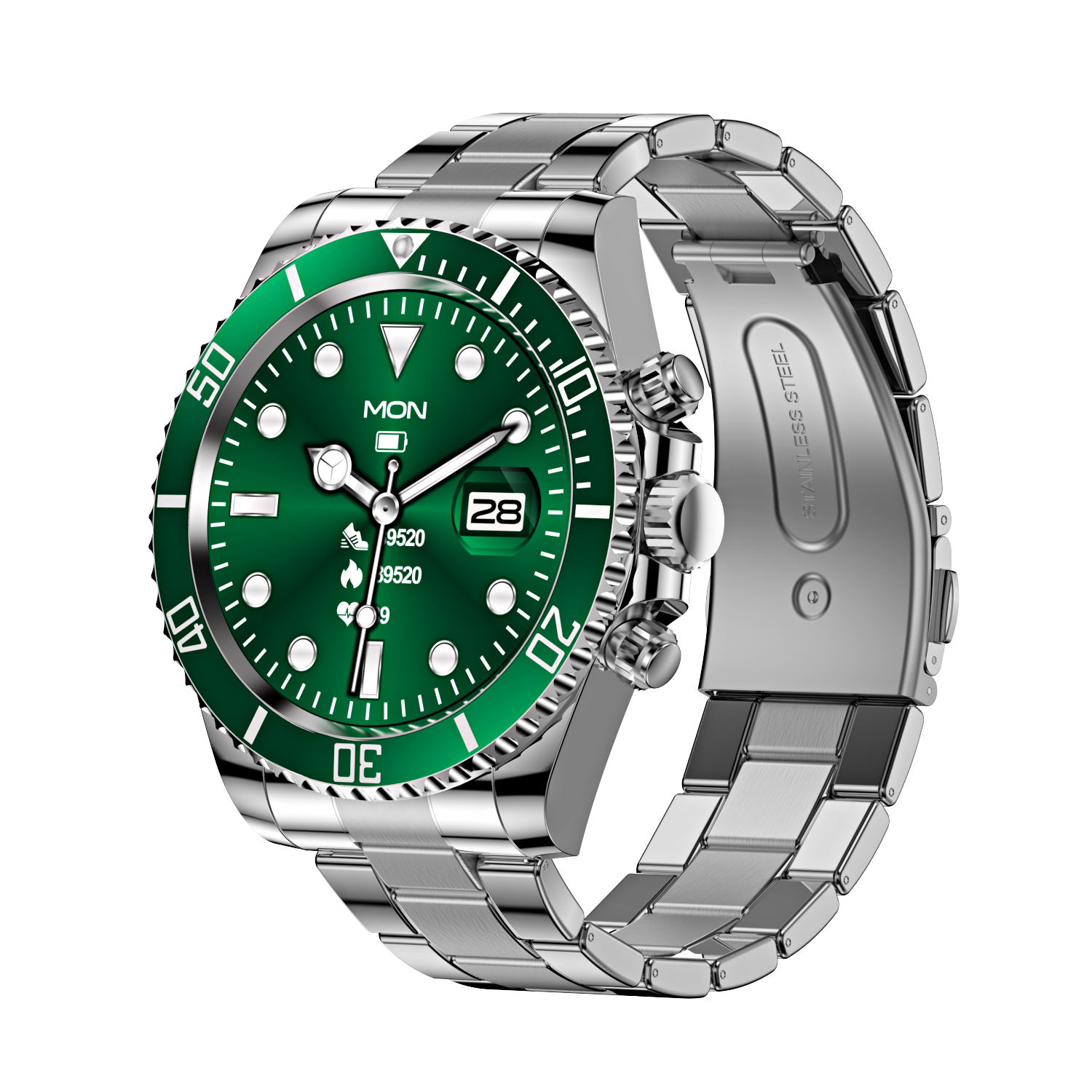 Green Water Ghost Big Screen Round Touch Panel Smart Watch Waterproof Smartwatch Fitness Tracker AW12 For Buinessmen