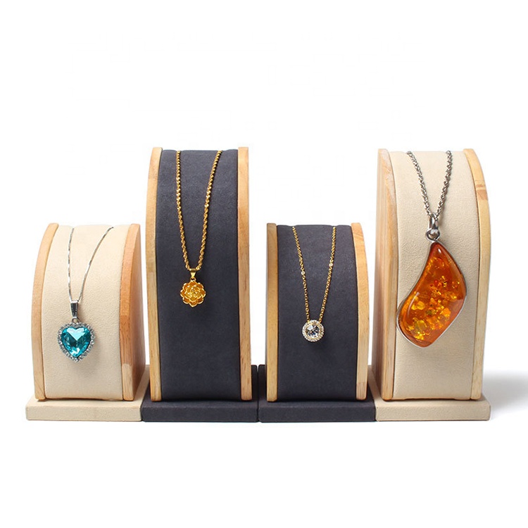 Wholesale Custom wooden velvet fabrics Jewellery Stand Jewelry Counter Display retail display racks