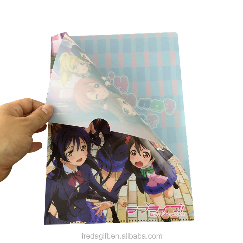Popular cartoon folder customization A4 A5 A3 size file folder selling Protective clip