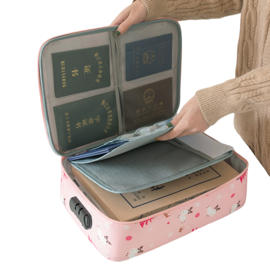 Custom Printing Folder Organizer Document Organizer Bag Zipper Closure Portable Document Holder With Coded Lock