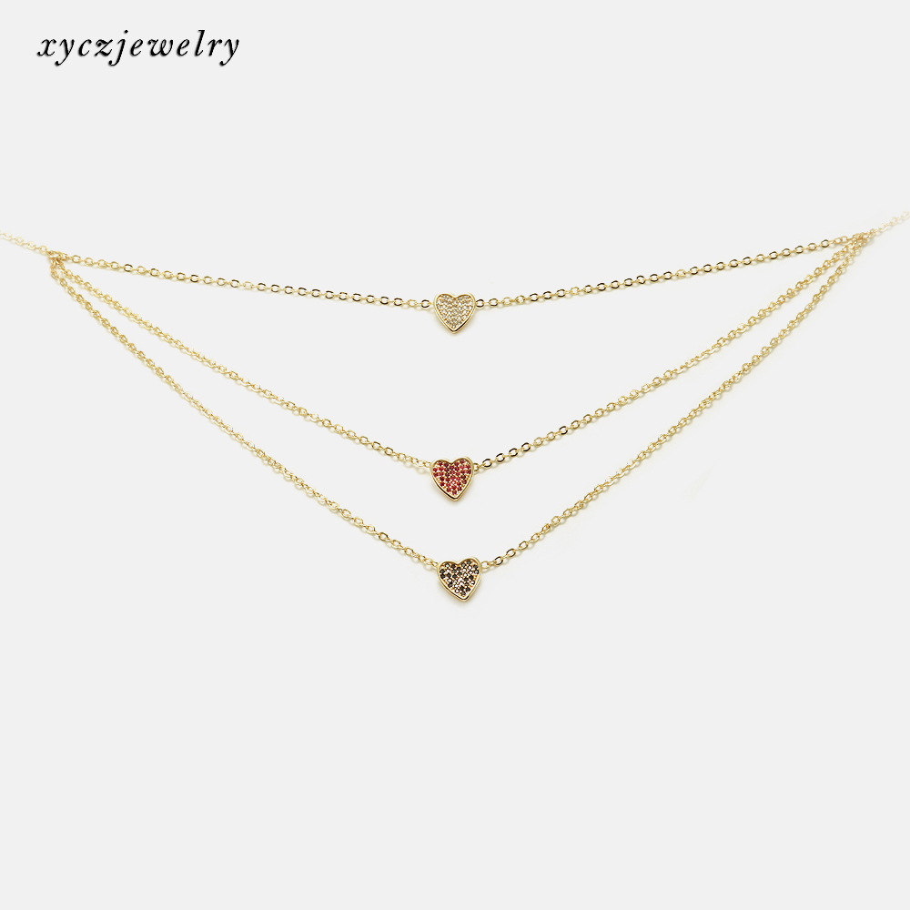 Стильный 3 сердца форме плетённого кольца, 18k, позолота, для женщин, ювелирное изделие в виде сердца кулон ожерелье