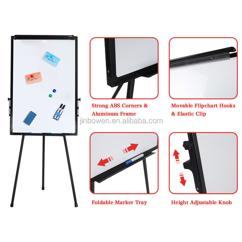 1pcs/box high durability movable height-adjust Magnetic surface white board stand Tripod flip chart