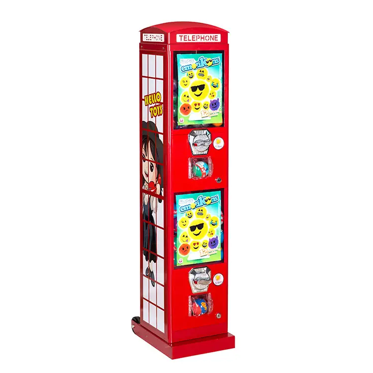 Outdoor Red Metal body Durable Kiosk candy capsuel toy vending machine for telephone booth