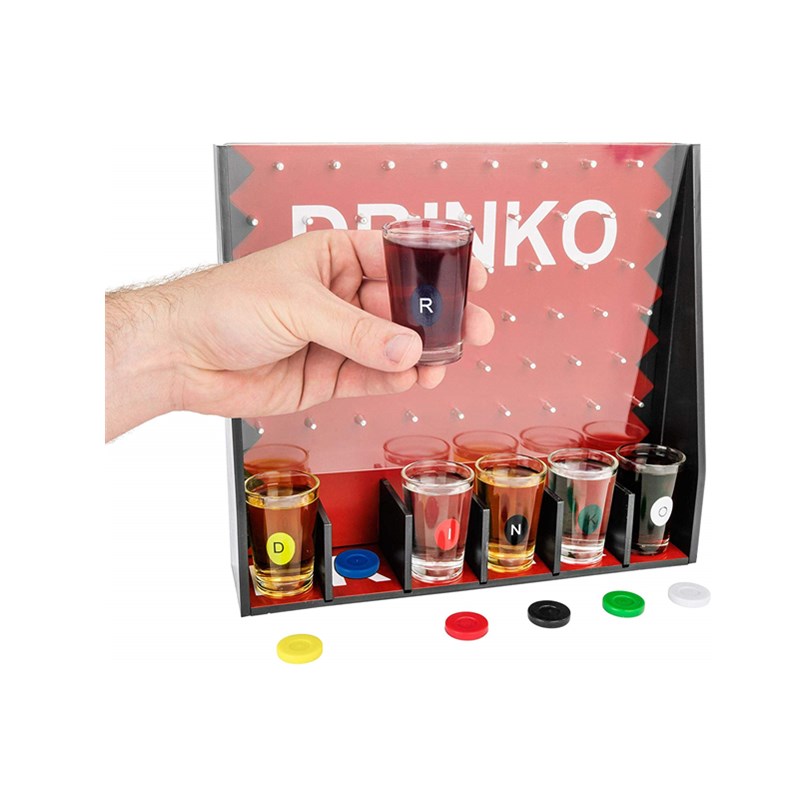 Drop It Gravity Game Party Drinking Game for Adults Only, 6 Shot Glasses with Matching Drop Disks and Peg Game Board, Fun Gift