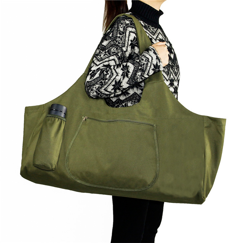 Yoga Mat Carry Sling Bag Army Green Canvas Bulk Yoga Mats Bags For GYM Fitness Bag With Water Bottle Pocket