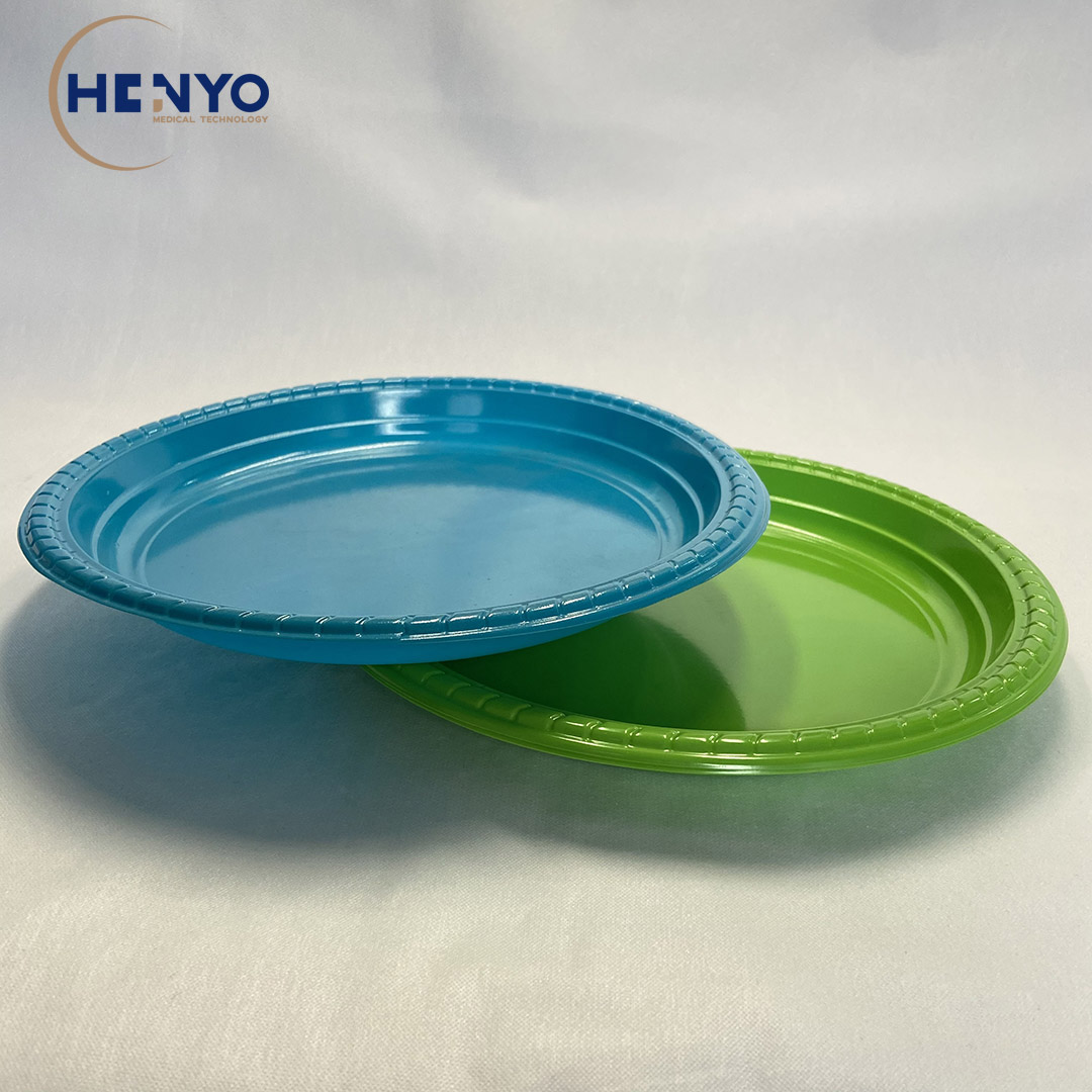22*2cm High Quality Blue/Green Plate Disposable Plastic Round Plate