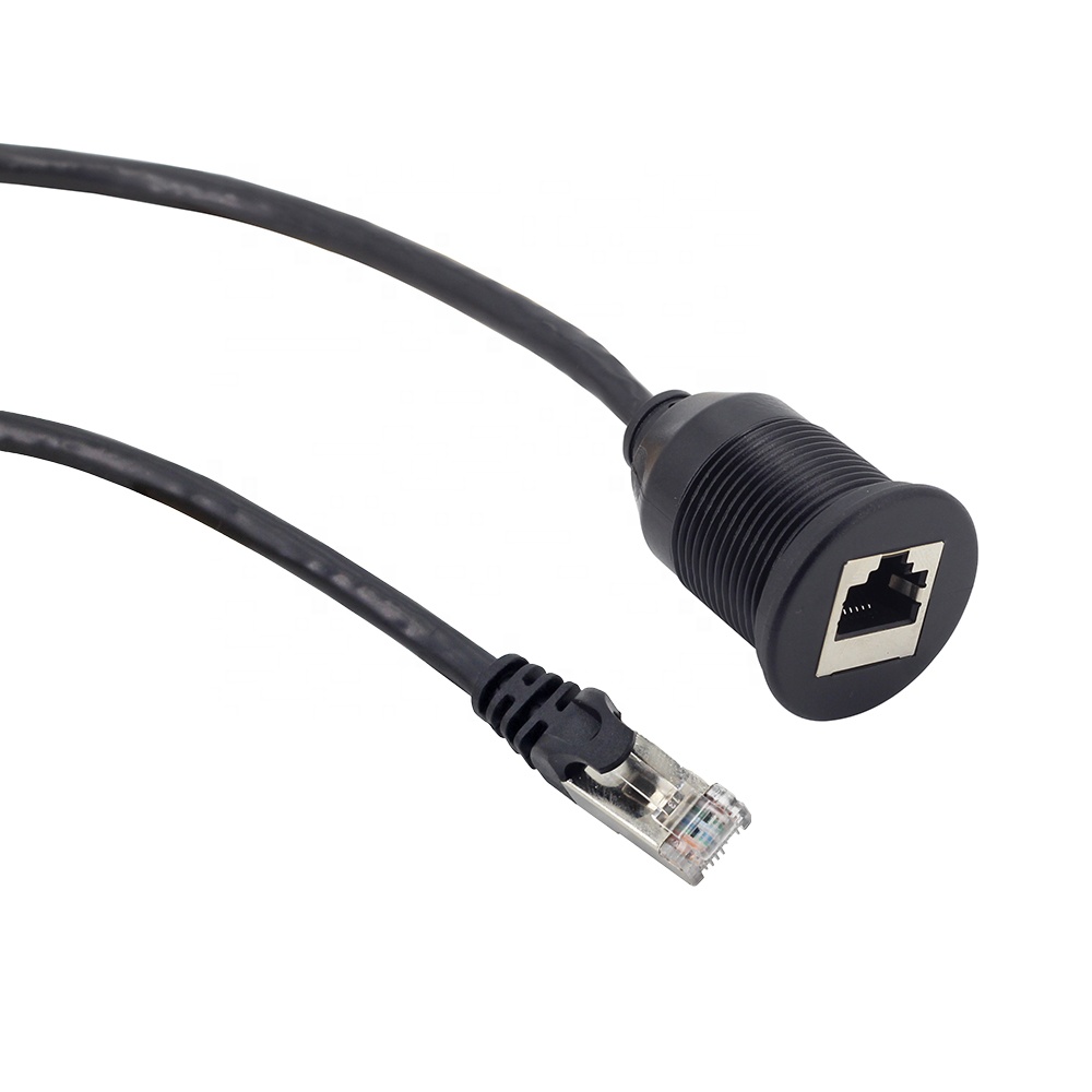 Автомобильный ethernet-разъем, кабель локальной сети, утопленное крепление для автомобиля, Удлинительный кабель типа штекер-гнездо RJ45, патч-корд cat5e