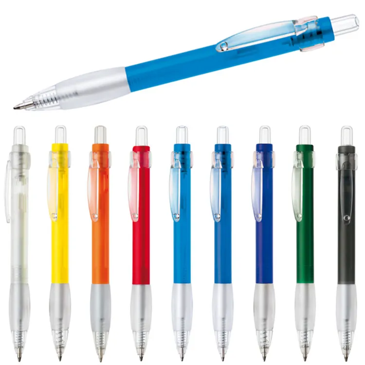 Cheap Custom Logo Printed Ballpen Ballpoint Pen Plastic Promotional Gift Pen With Transparent Grip And Clip