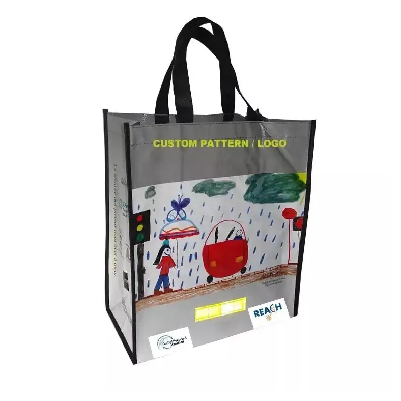 Easy To Use High Quality Foldable Rpet Reusable Tote Bag GRS TC REACH Recycled Rpet Shopping Bag