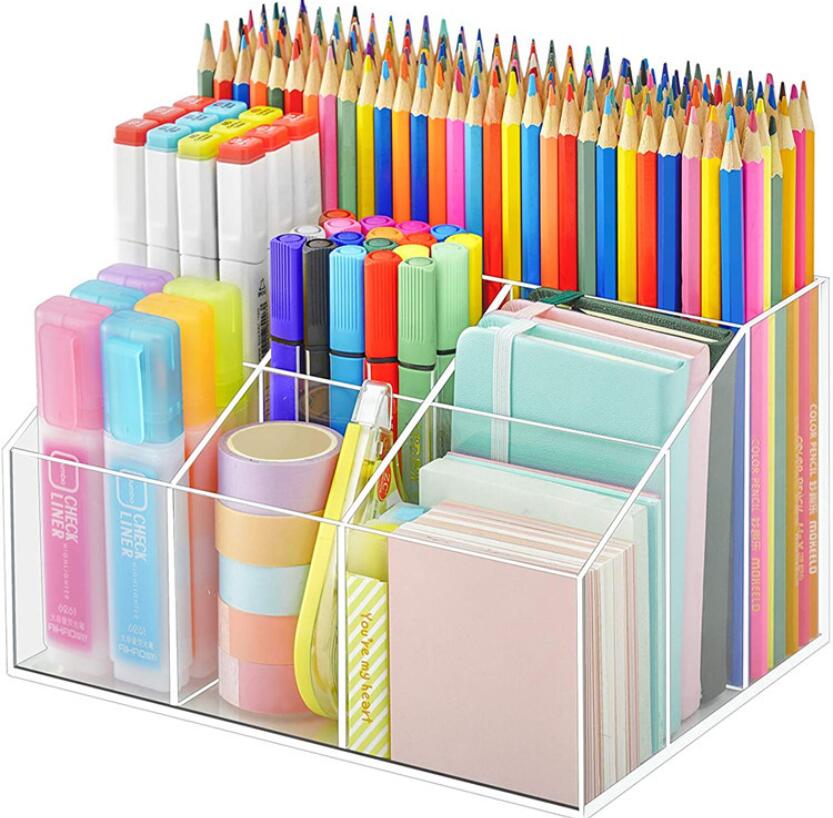 Acrylic Pen Holder Desk Pen Stationery Organizer Office Desktop
