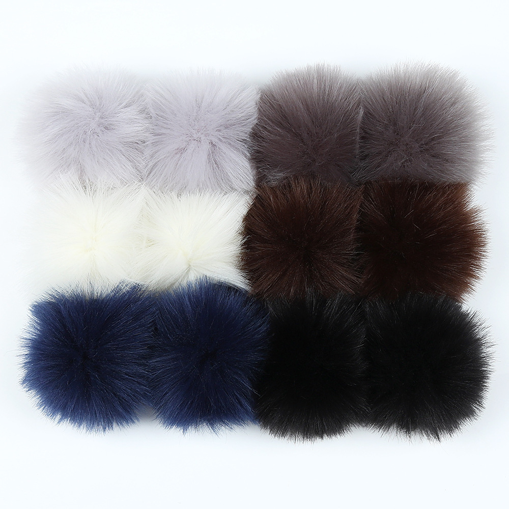 Handmade large size DIY Artificial Raccoon Ball False Hairball Hat Ball Pom Pom Wholesal 14cm Faux Fox Fur PomPom with ropes
