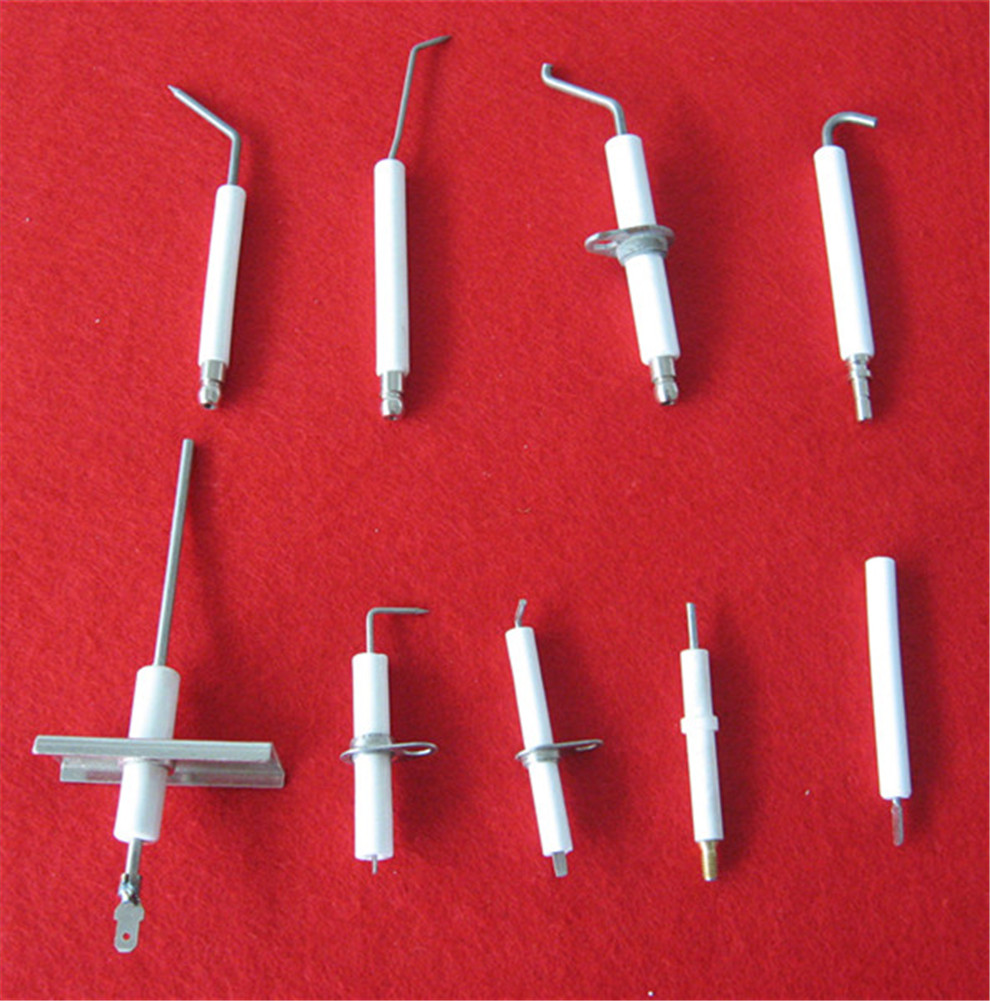 Glazed alumina Ceramic ignitor electrode for cooking utensils