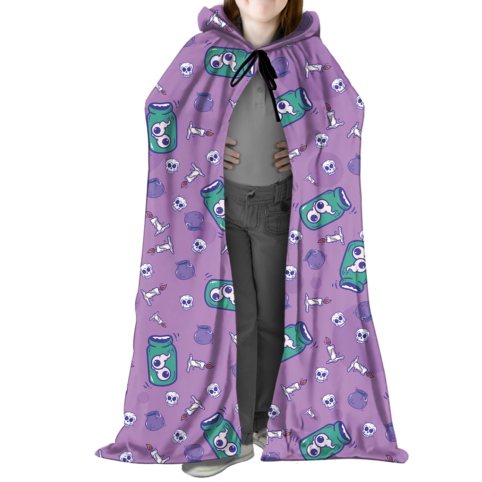 2021 Purple Kids Halloween Costumes Hooded Cape Cloak Children Witch Halloween Vampire Cosplay Kids Costumes