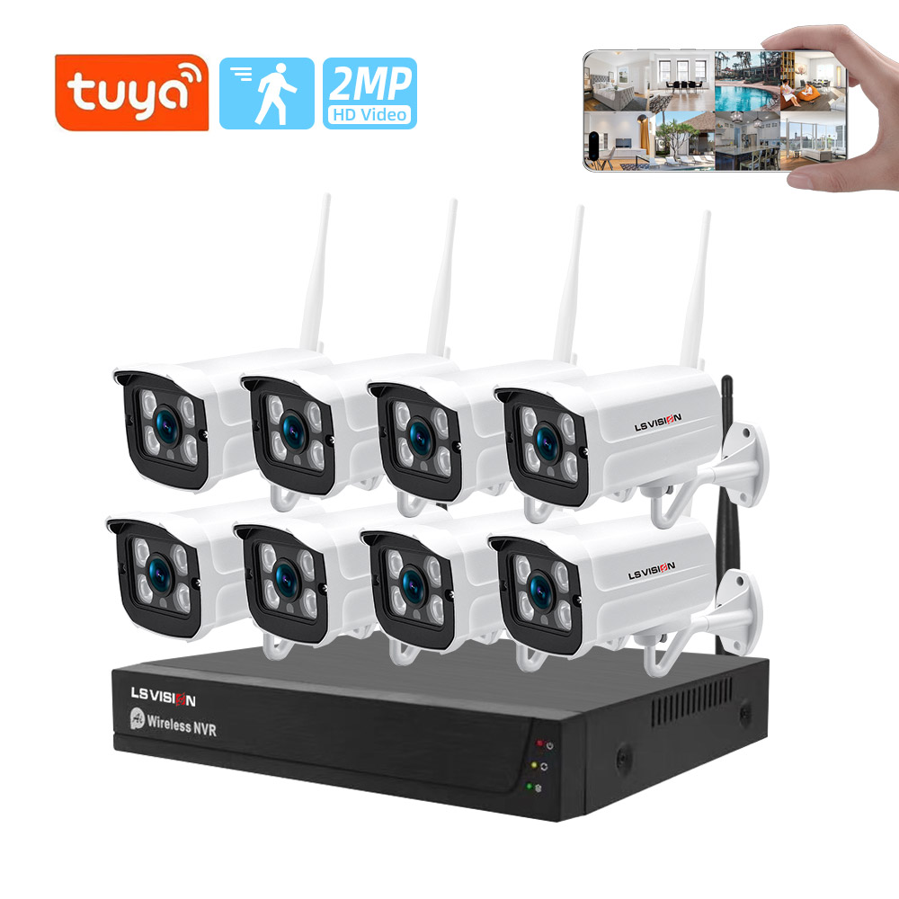 Домашняя система безопасности камеры 4CH 2MP HD водонепроницаемый POE NVR комплект 1080P P2P видеонаблюдение уличная система видеонаблюдения Tuya