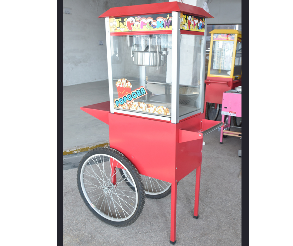 Commercial multifunctional electric popcorn machine with cart