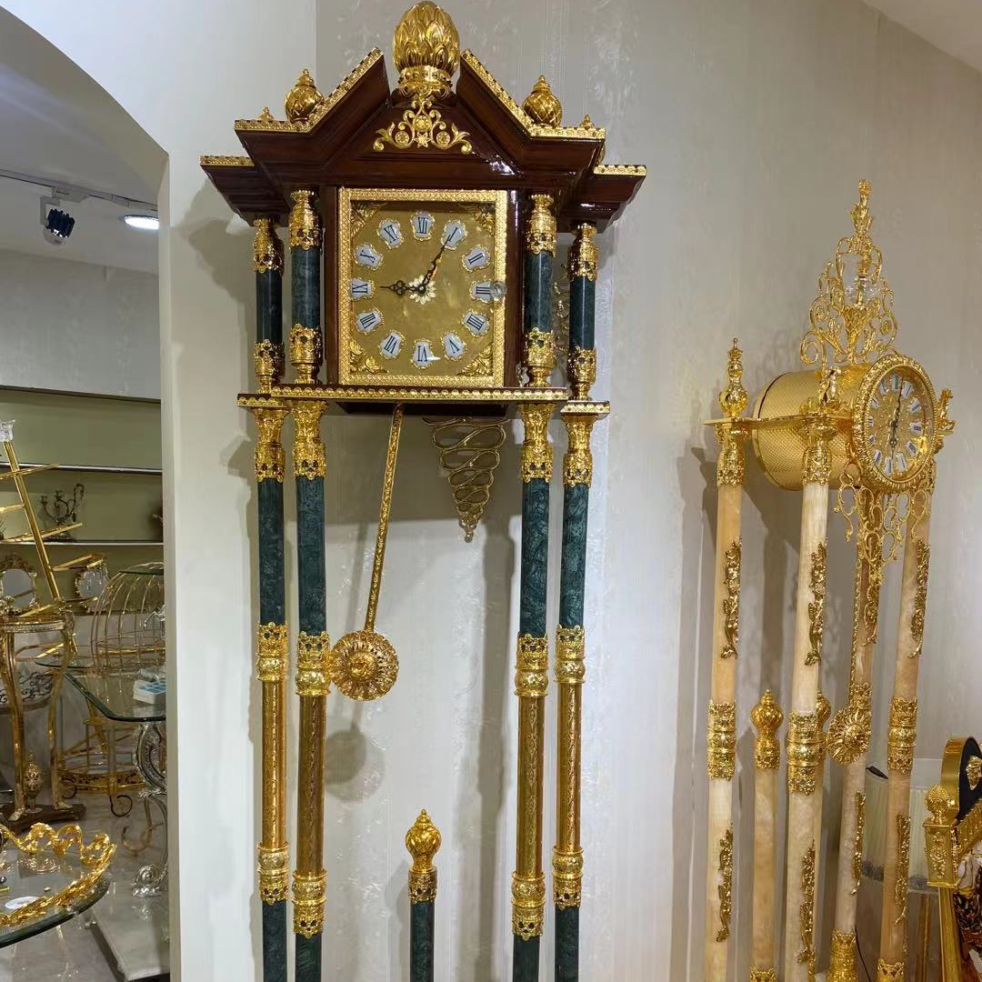 Luxury Floor Clock Home Hotel Decoration Standing Clock Palace Style Royal Golden Grandfather Clock